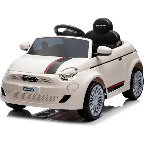 Auto Elettrica per Bambini Fiat 500 12V Bianco Telecomando e Fari LED