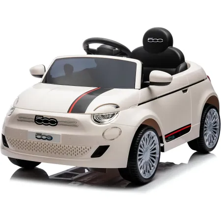 Auto Elettrica per Bambini Fiat 500 12V Bianco Telecomando e Fari LED