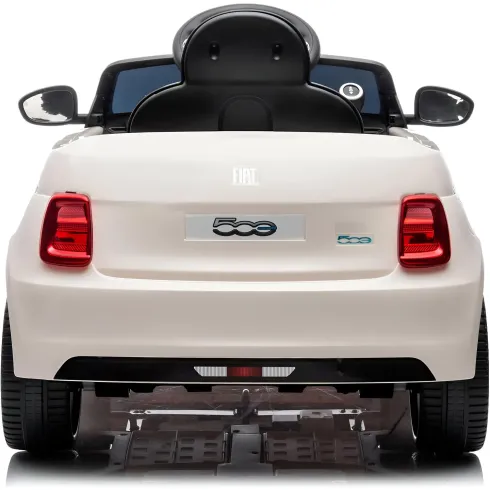 Auto Elettrica per Bambini Fiat 500 12V Bianco Telecomando e Fari LED