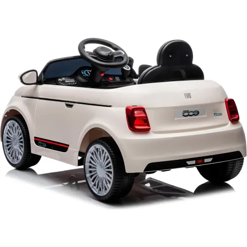Auto Elettrica per Bambini Fiat 500 12V Bianco Telecomando e Fari LED
