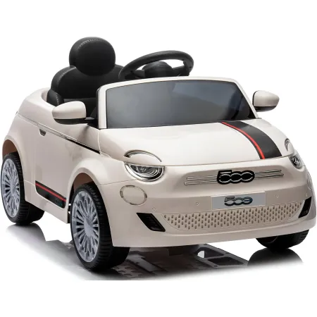 Auto Elettrica per Bambini Fiat 500 12V Bianco Telecomando e Fari LED