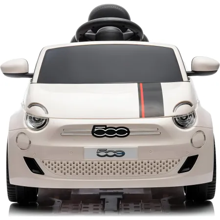 Auto Elettrica per Bambini Fiat 500 12V Bianco Telecomando e Fari LED