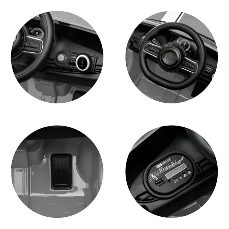Auto Elettrica per Bambini Fiat 500 12V Bianco Telecomando e Fari LED
