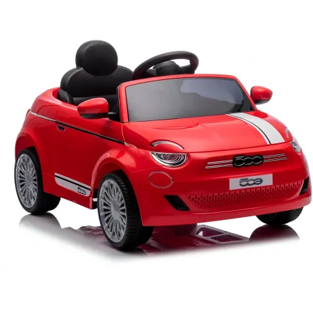 Auto Elettrica per Bambini Fiat 500 12V Rosso Telecomando e Fari LED
