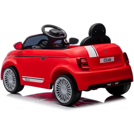 Auto Elettrica per Bambini Fiat 500 12V Rosso Telecomando e Fari LED