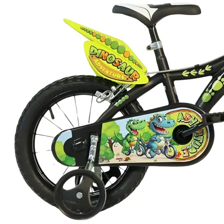 Bicicletta Rotelle per Bambini 14" Dinosaur T-Rex Nero Doppio Freno