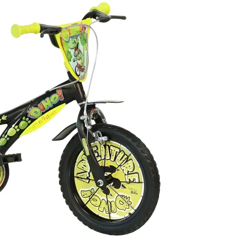 Bicicletta Rotelle per Bambini 16" Dinosaur T-Rex Nero Doppio Freno