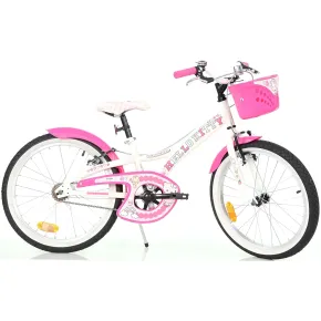 Bicicletta per Bambini 20" Hello Kitty Bianco con Cestino Copricatena