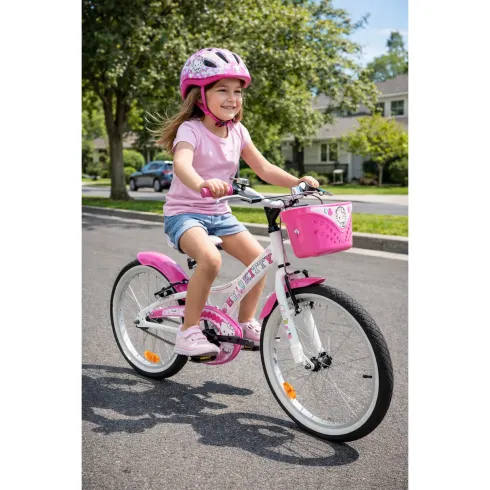 Bicicletta per Bambini 20" Hello Kitty Bianco con Cestino Copricatena