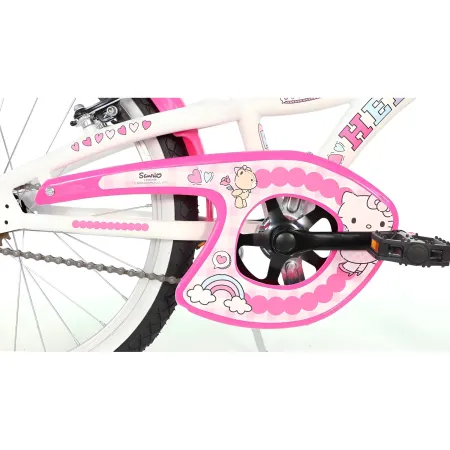 Bicicletta per Bambini 20" Hello Kitty Bianco con Cestino Copricatena