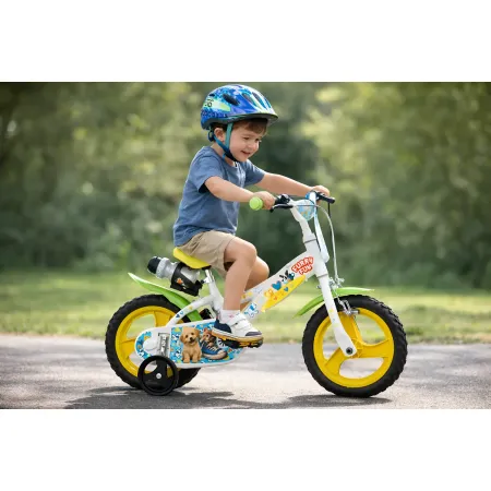 Bicicletta Rotelle per Bambini 12" Furry Fun Bianco Porta Borraccia