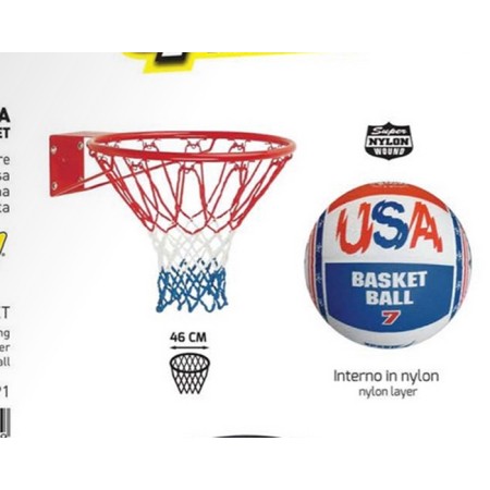 Canestro da Basket Regolamentare 46 cm Pallone Rete Set Pallacanestro Bambini