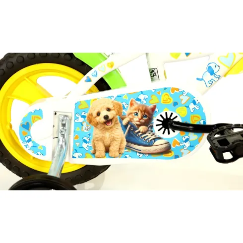 Bicicletta Rotelle per Bambini 12" Furry Fun Bianco Porta Borraccia