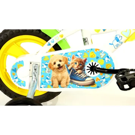 Bicicletta Rotelle per Bambini 12" Furry Fun Bianco Porta Borraccia