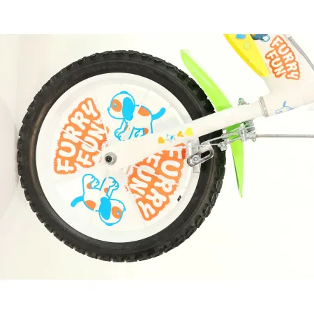 Bicicletta Rotelle per Bambini 14" Furry Fun Bianco Porta Borraccia