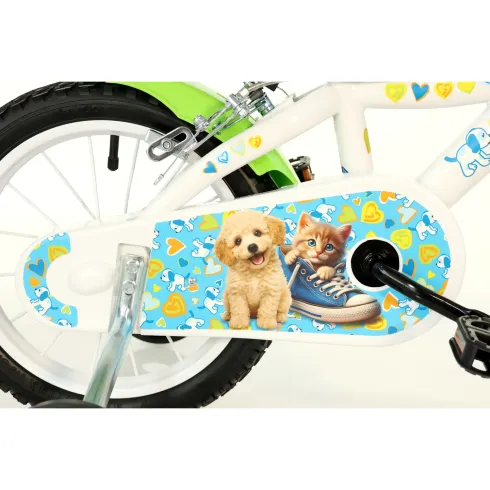 Bicicletta Rotelle per Bambini 14" Furry Fun Bianco Porta Borraccia