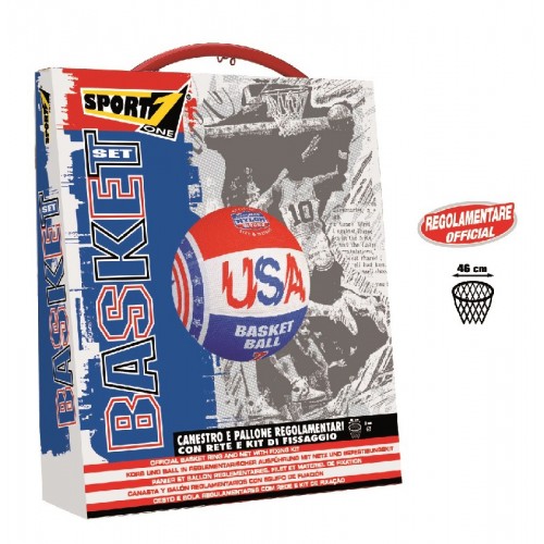 Canestro da Basket Regolamentare 46 cm Pallone Rete Set Pallacanestro Bambini