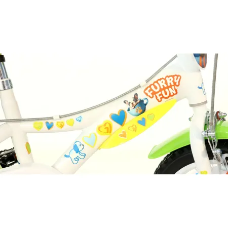 Bicicletta Rotelle per Bambini 16" Furry Fun Bianco Porta Borraccia