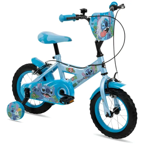 Bicicletta Rotelle da Bambino Stitch 12" Celeste Disney Doppio Freno