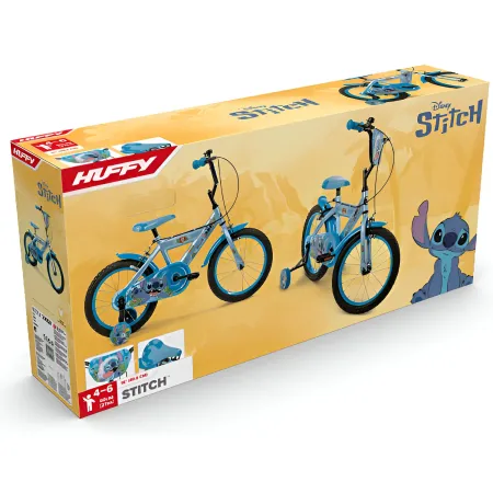 Bicicletta Rotelle da Bambino Stitch 12" Celeste Disney Doppio Freno