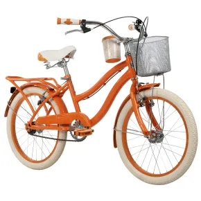 Bicicletta con Cestino Portapacchi 20" per Bambini Arancione 6-8 Anni