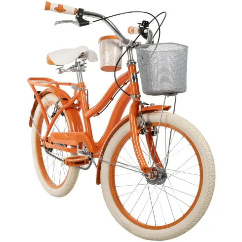 Bicicletta con Cestino Portapacchi 20" per Bambini Arancione 6-8 Anni
