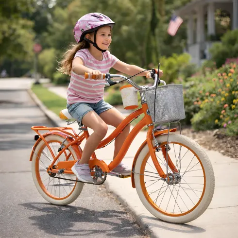 Bicicletta con Cestino Portapacchi 20" per Bambini Arancione 6-8 Anni