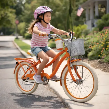 Bicicletta con Cestino Portapacchi 20" per Bambini Arancione 6-8 Anni