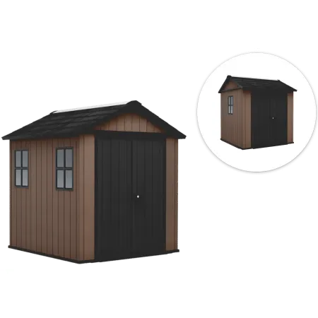 Keter Newton Plus Casetta da Giardino PVC Effetto Legno 230x224 Finestre