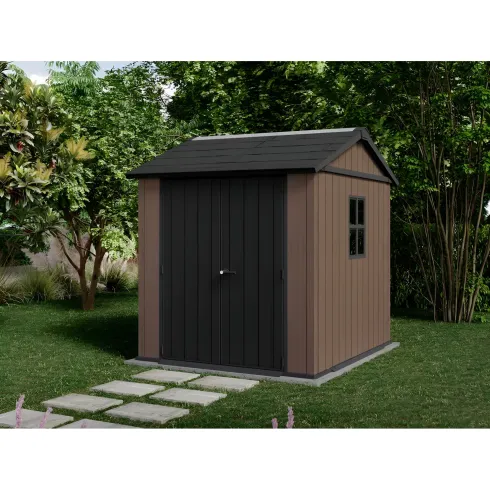 Keter Newton Plus Casetta da Giardino PVC Effetto Legno 230x224 Finestre
