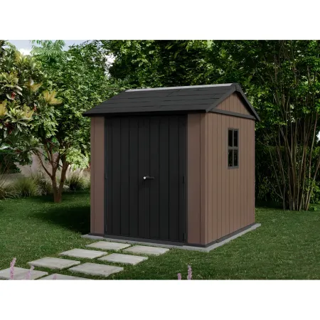 Keter Newton Plus Casetta da Giardino PVC Effetto Legno 230x224 Finestre