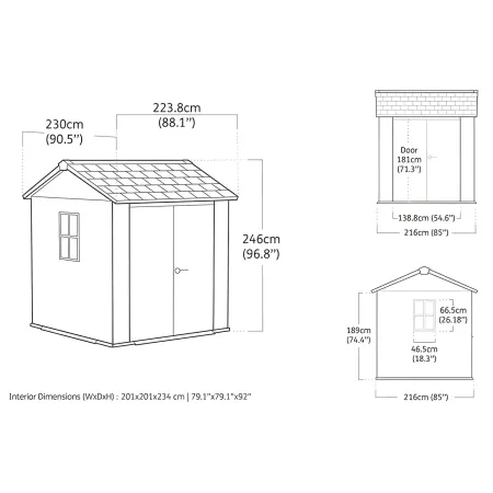 Keter Newton Plus Casetta da Giardino PVC Effetto Legno 230x224 Finestre