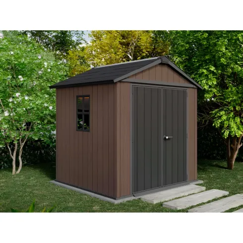 Keter Newton Plus Casetta da Giardino PVC Effetto Legno 230x224 Finestre
