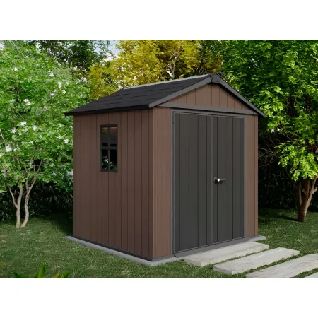 Keter Newton Plus Casetta da Giardino PVC Effetto Legno 230x224 Finestre