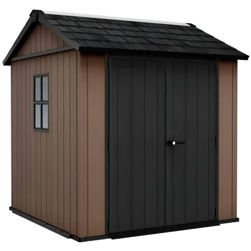 Keter Newton Plus Casetta da Giardino PVC Effetto Legno 230x224 Finestre