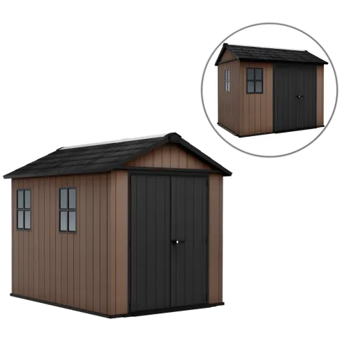 Keter Newton Plus Casetta da Giardino 230x287 PVC Effetto Legno 2 Ante