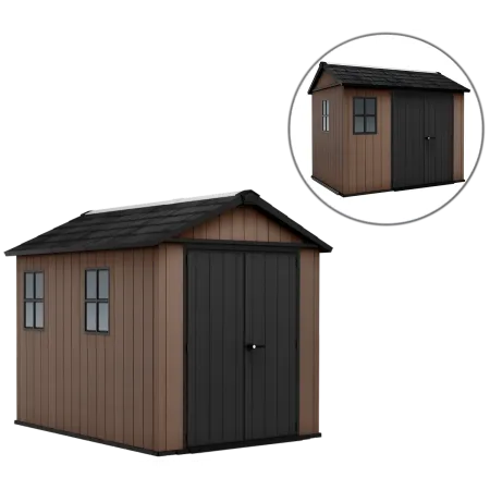 Keter Newton Plus Casetta da Giardino 230x287 PVC Effetto Legno 2 Ante