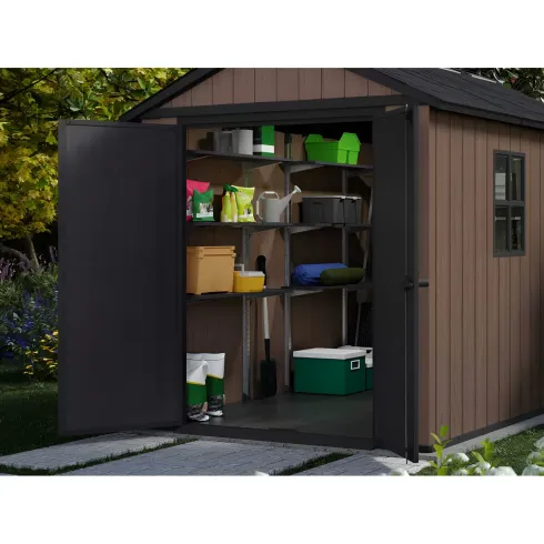 Keter Newton Plus Casetta da Giardino 230x287 PVC Effetto Legno 2 Ante