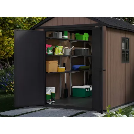 Keter Newton Plus Casetta da Giardino 230x287 PVC Effetto Legno 2 Ante