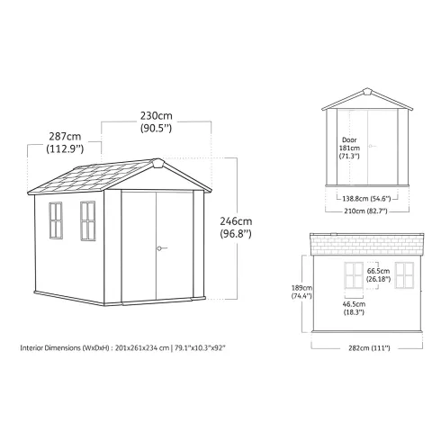 Keter Newton Plus Casetta da Giardino 230x287 PVC Effetto Legno 2 Ante