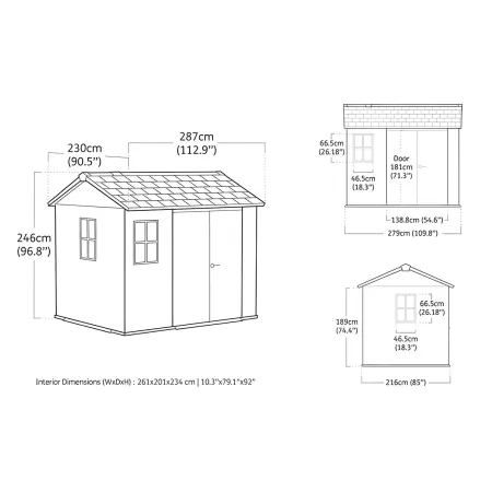 Keter Newton Plus Casetta da Giardino 230x287 PVC Effetto Legno 2 Ante