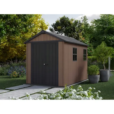 Keter Newton Plus Casetta da Giardino 230x287 PVC Effetto Legno 2 Ante