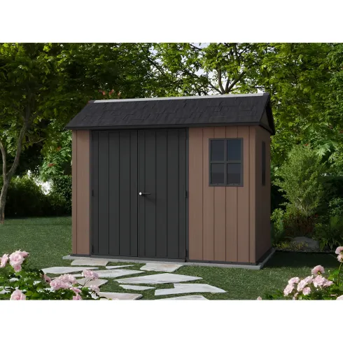 Keter Newton Plus Casetta da Giardino 230x287 PVC Effetto Legno 2 Ante