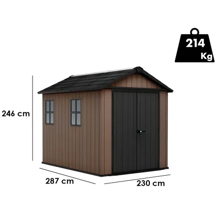 Keter Newton Plus Casetta da Giardino 230x287 PVC Effetto Legno 2 Ante