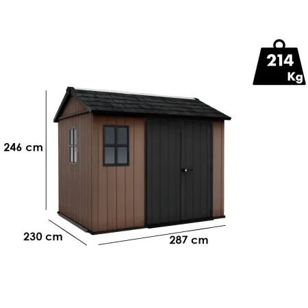 Keter Newton Plus Casetta da Giardino 230x287 PVC Effetto Legno 2 Ante