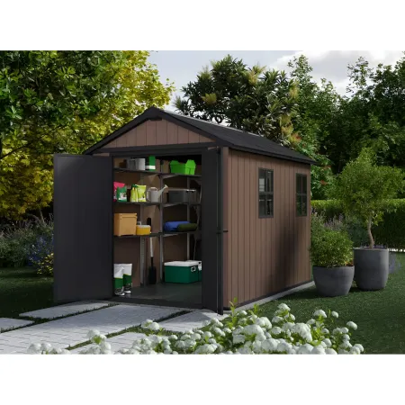 Keter Newton Plus Casetta da Giardino 230x287 PVC Effetto Legno 2 Ante