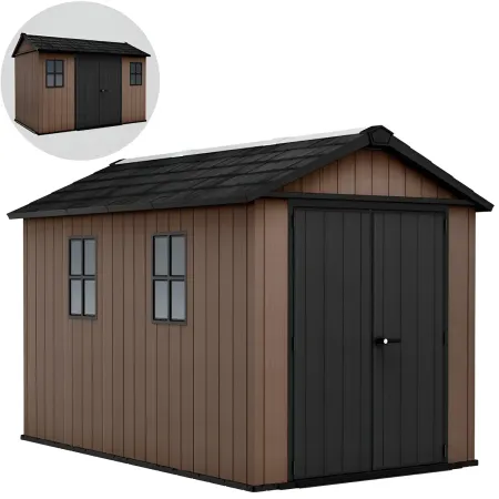 Keter Newton Plus Casetta da Giardino 230x350 PVC Effetto Legno 2 Ante