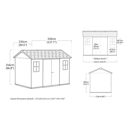 Keter Newton Plus Casetta da Giardino 230x350 PVC Effetto Legno 2 Ante