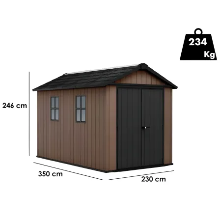 Keter Newton Plus Casetta da Giardino 230x350 PVC Effetto Legno 2 Ante