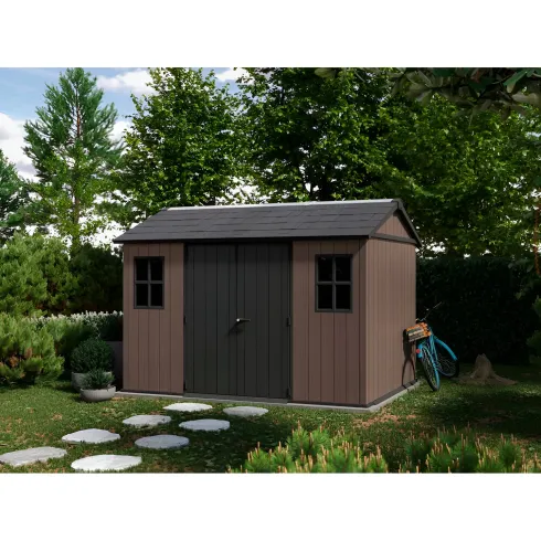 Keter Newton Plus Casetta da Giardino 230x350 PVC Effetto Legno 2 Ante